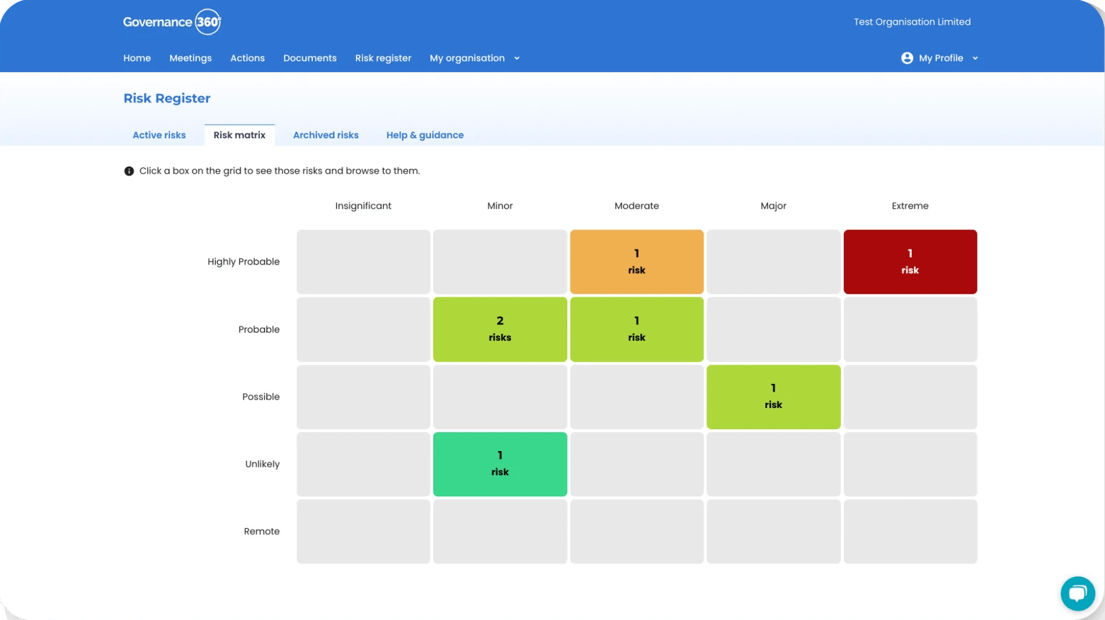 Simple to use digital risk register by Governance360